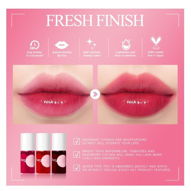 Waterproof Lip Tint & Gloss Set - 3 Watermelon, Tomato, Raspberry Shades