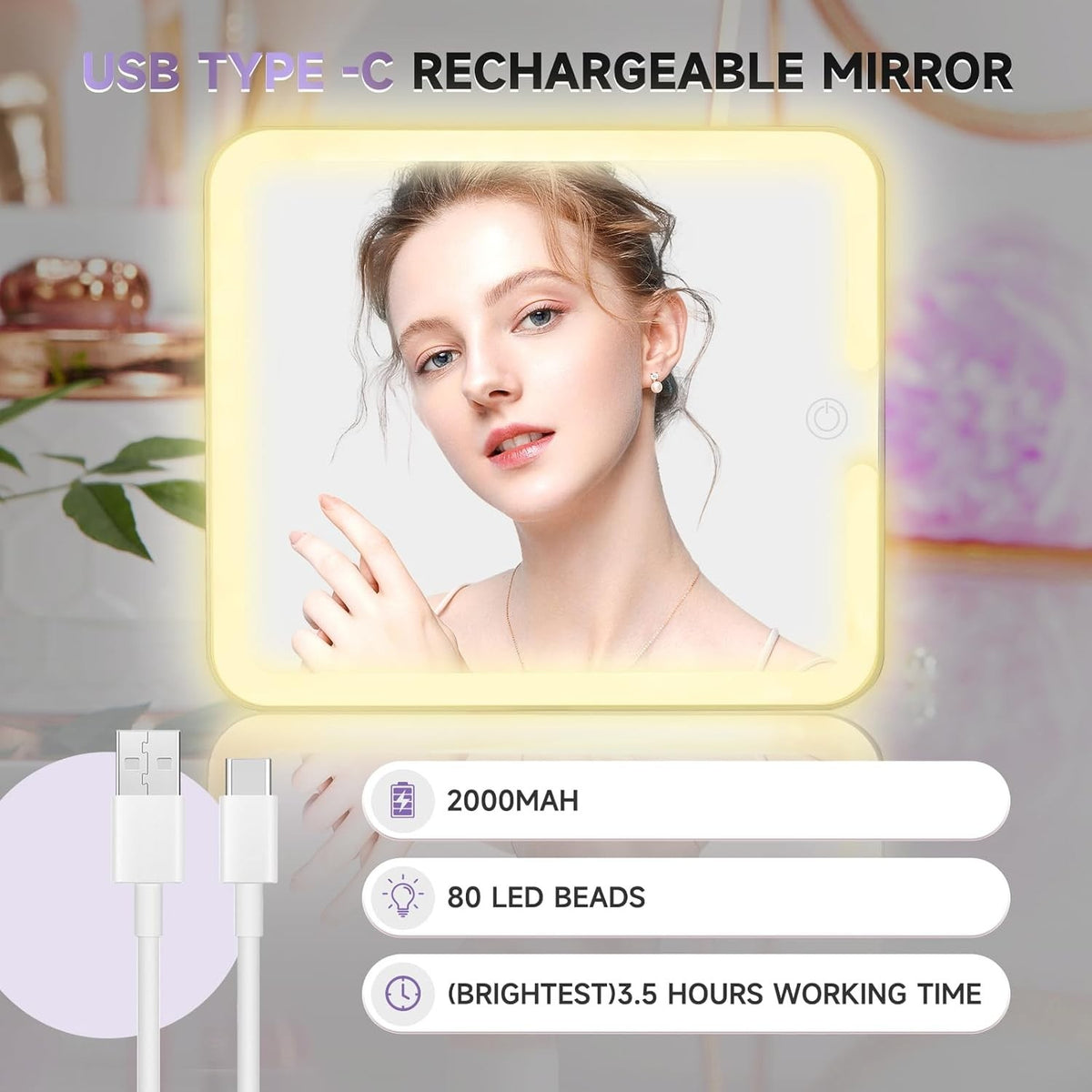 Travel Makeup Organizer Case with LED Lighted Mirror and Adjustable Storage