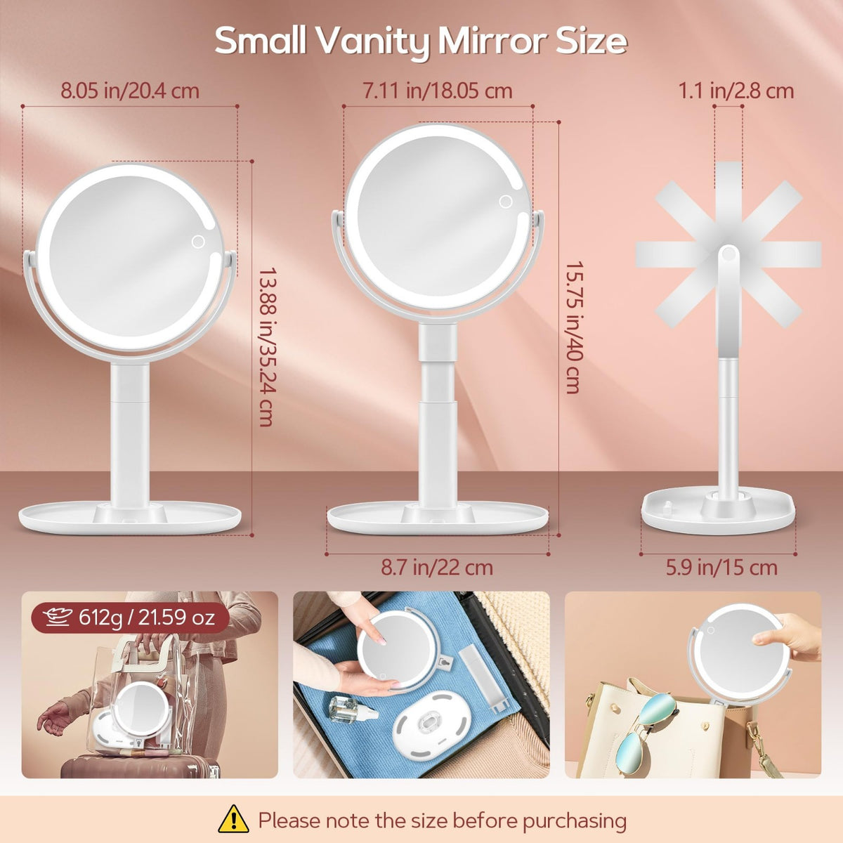 Rechargeable Illuminated Vanity Mirror with 30X Magnification & 3 Lighting Modes