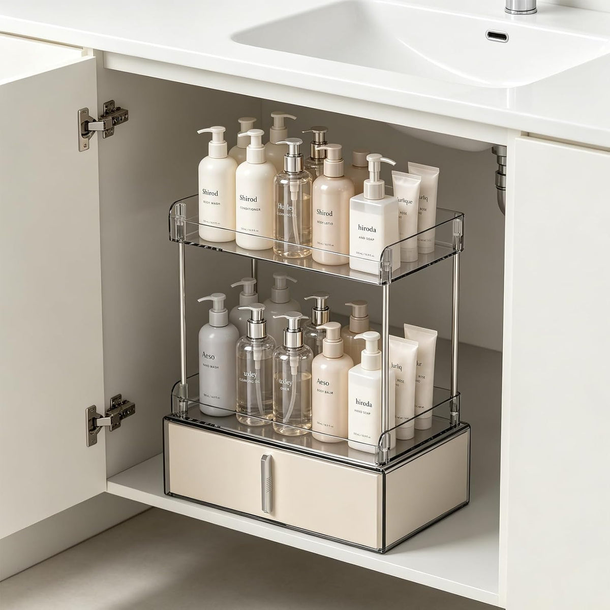 Large Capacity 2-Tier Makeup & Skincare Organizer for Vanity