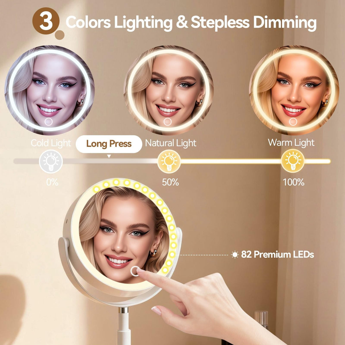 20X Magnifying Makeup Mirror with Lights and Storage - White