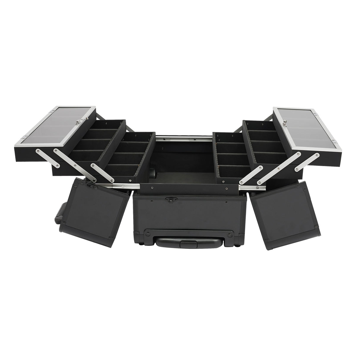 Lockable Rolling Makeup Case with 6 Trays - Multi-Layer Cosmetic Storage