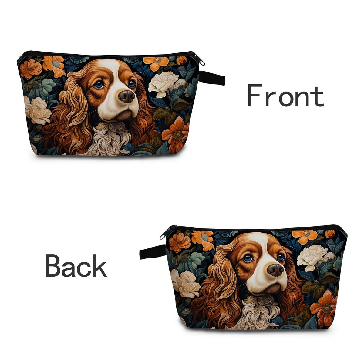 Cavalier King Charles Spaniel Makeup Bag - Travel Cosmetic Organizer