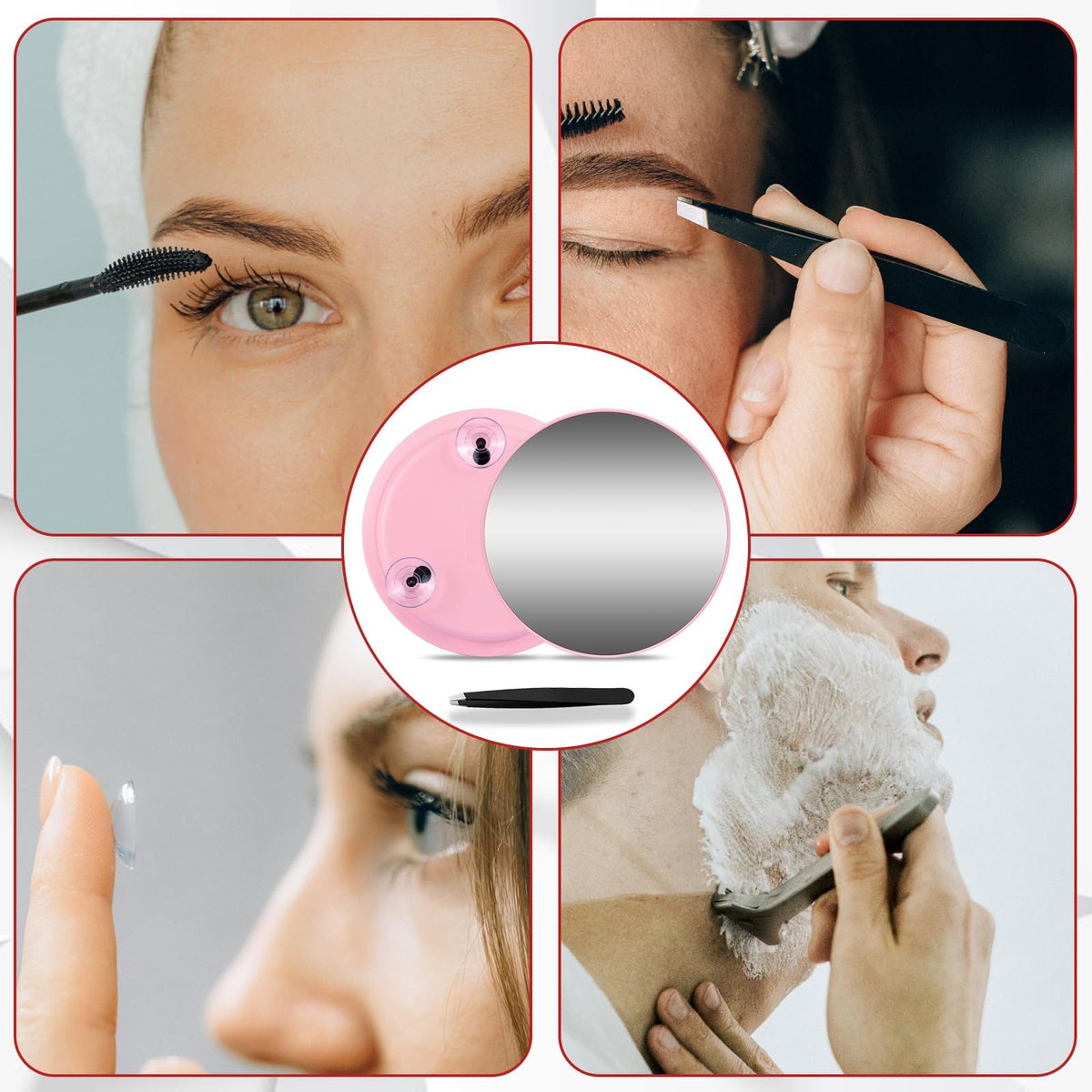 Travel Magnifying Makeup Mirror 6 Inch with 5X-30X Magnification & Suction Cups