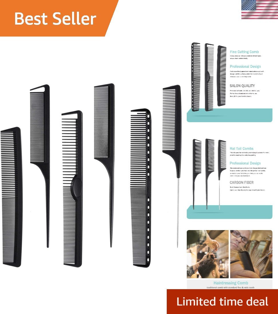 Professional Anti-Static Hairdressing Comb Set - Lightweight & Durable, 6 Pieces