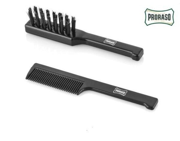 Men's Mustache & Beard Grooming Comb & Brush Set - Travel Friendly, Made in Italy