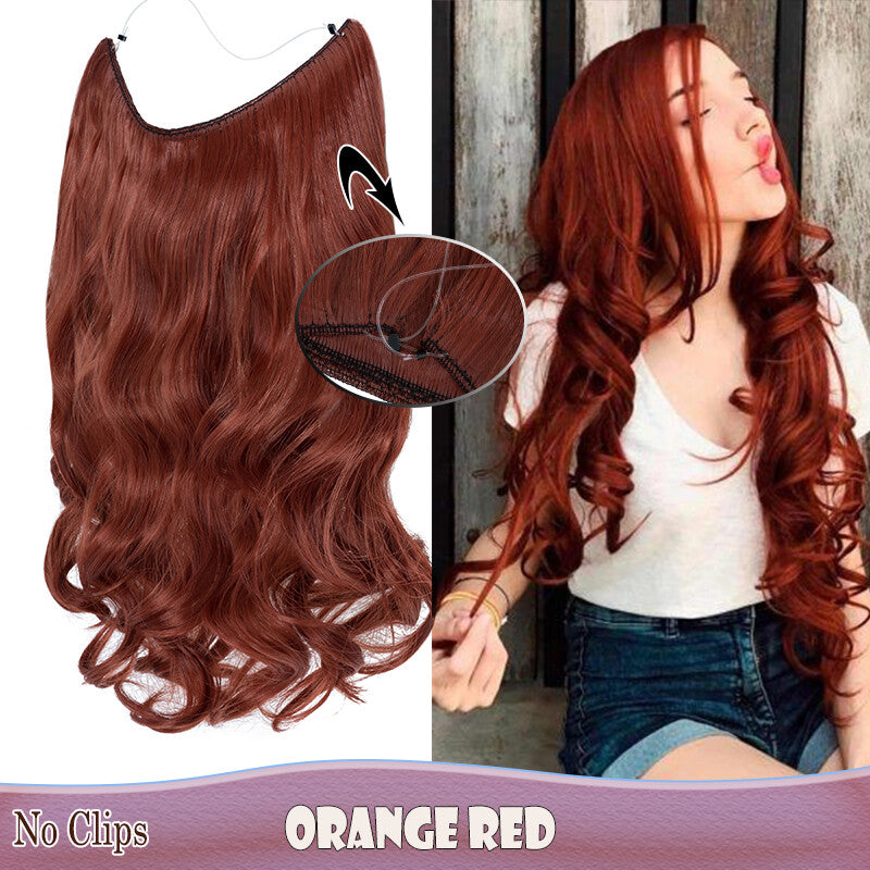 Invisible Wire Clip-In Hair Extensions with Clips & Replacement Wires - Natural & Wavy, 20/24 Inch