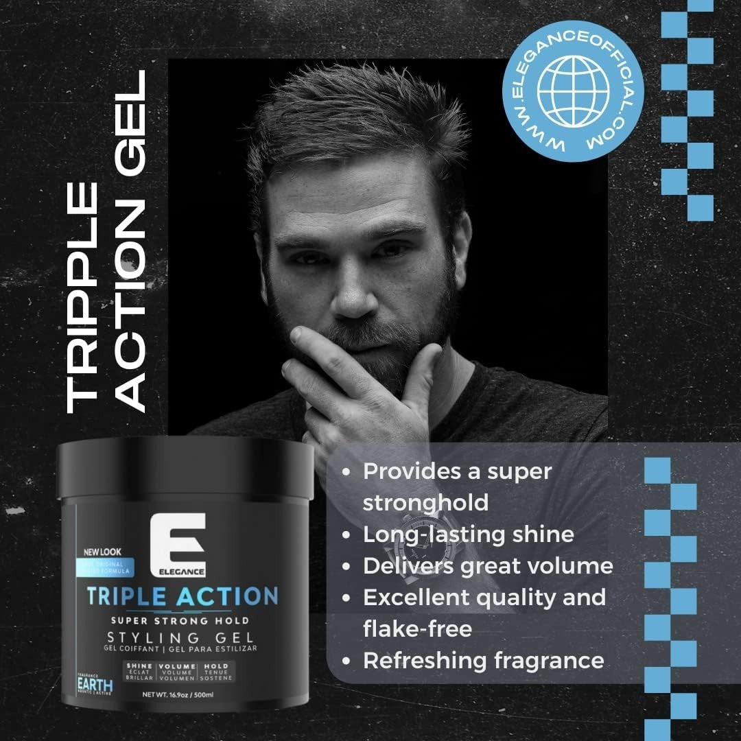 Hair Gel with Super Hold & Extreme Volume - 8.45oz for All Hair Types