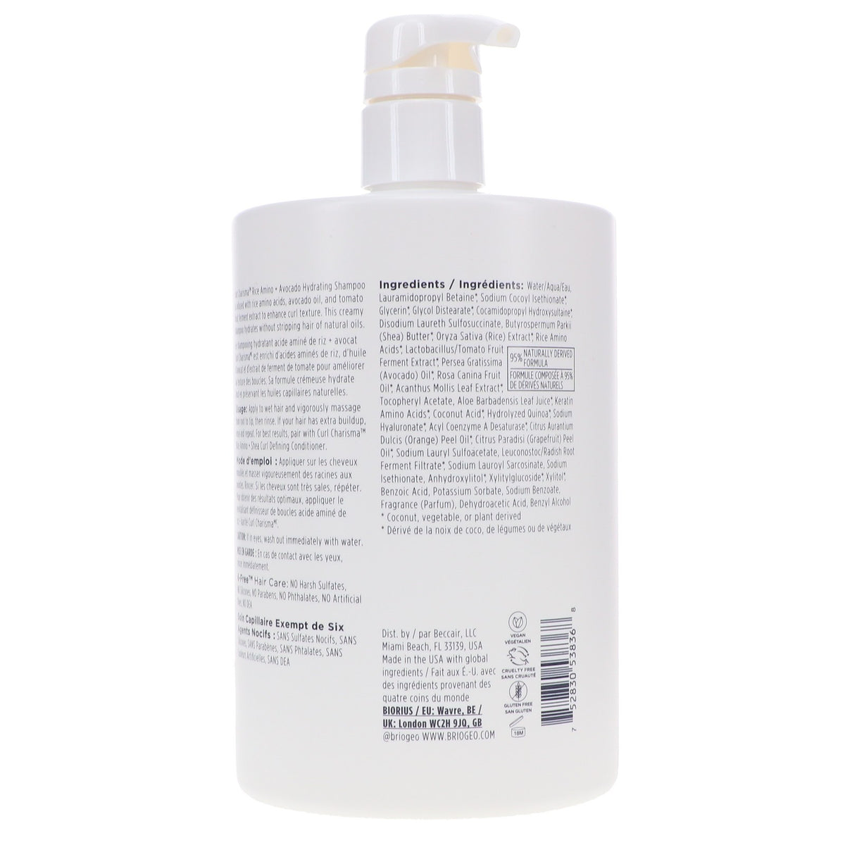 Hydrating Rice Amino and Avocado Shampoo for Curly Hair - 33.8 oz
