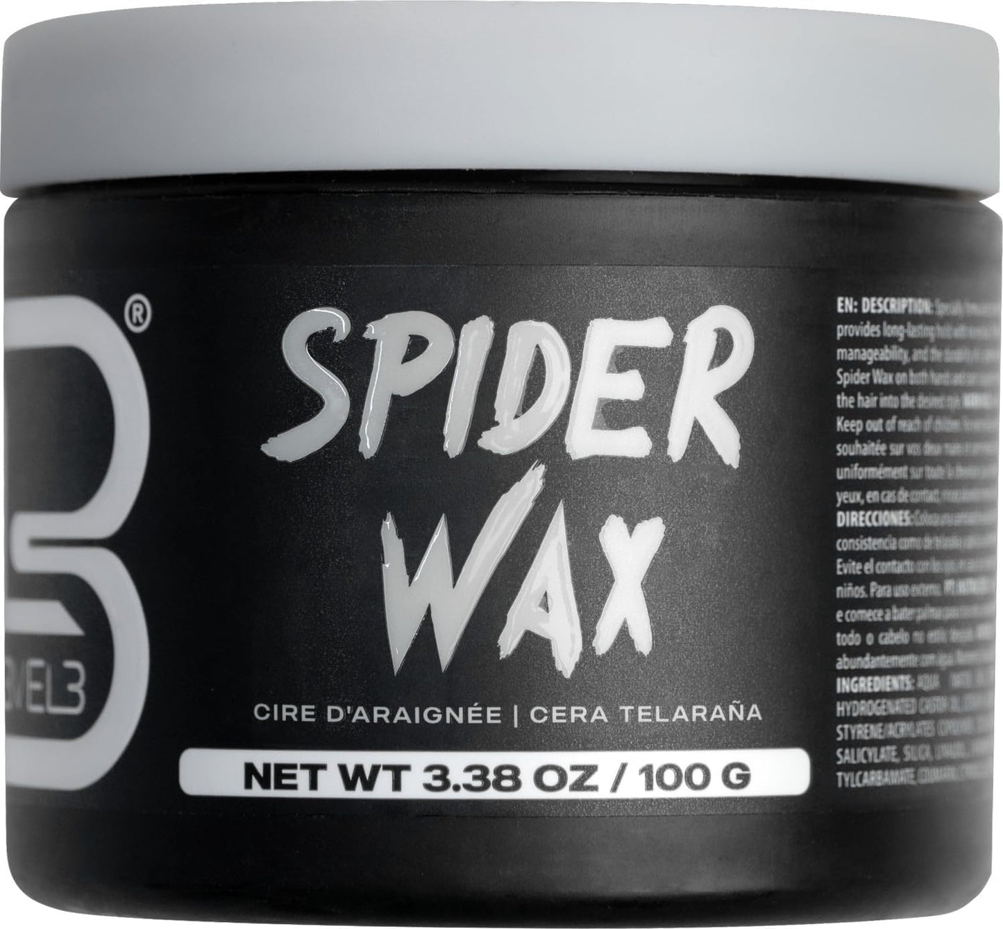 L3 Level 3 Spider Hair Wax - Strong Hold, Long Lasting, Medium Shine, Flake-Free Men’s Hair Styling Product