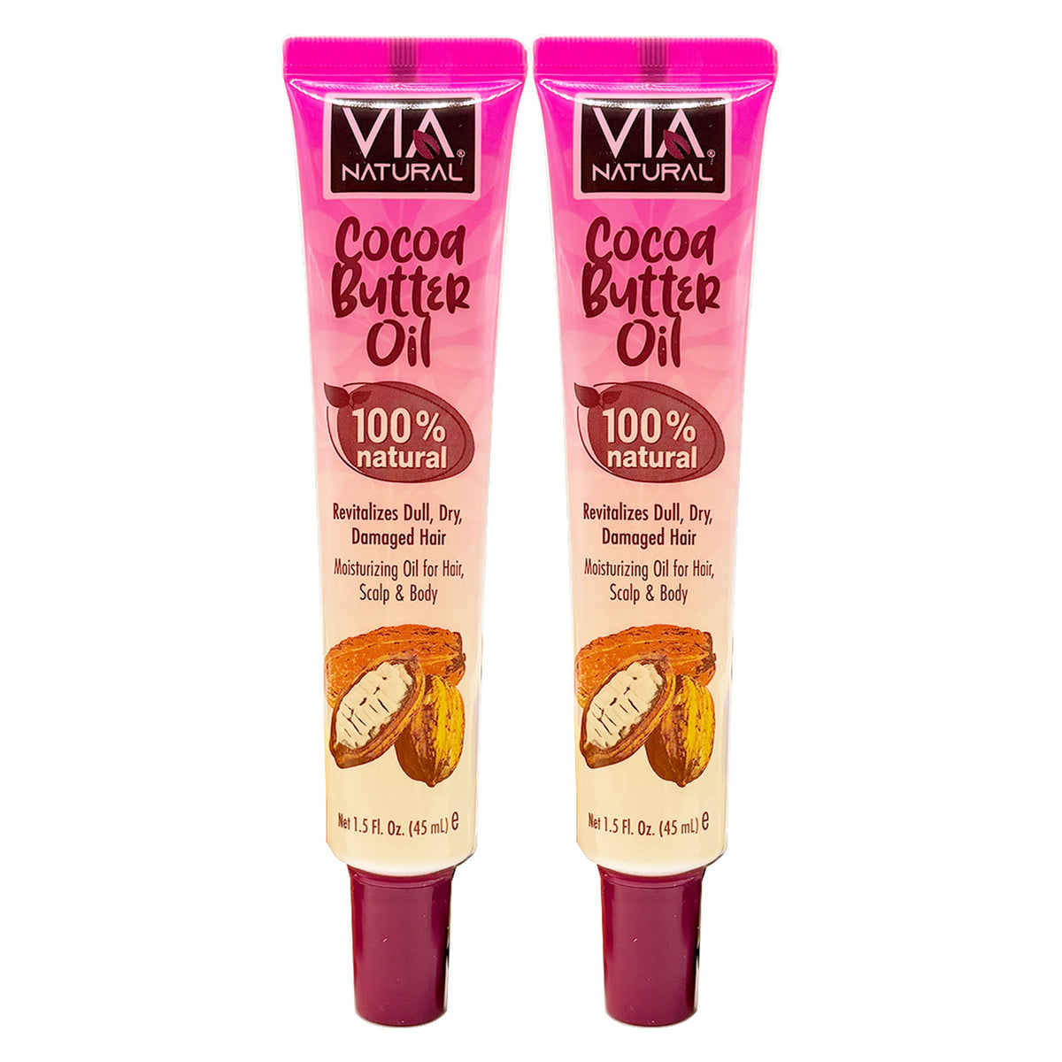 Natural Cocoa Butter Body & Hair Oil Set - Moisturizes Skin & Hair