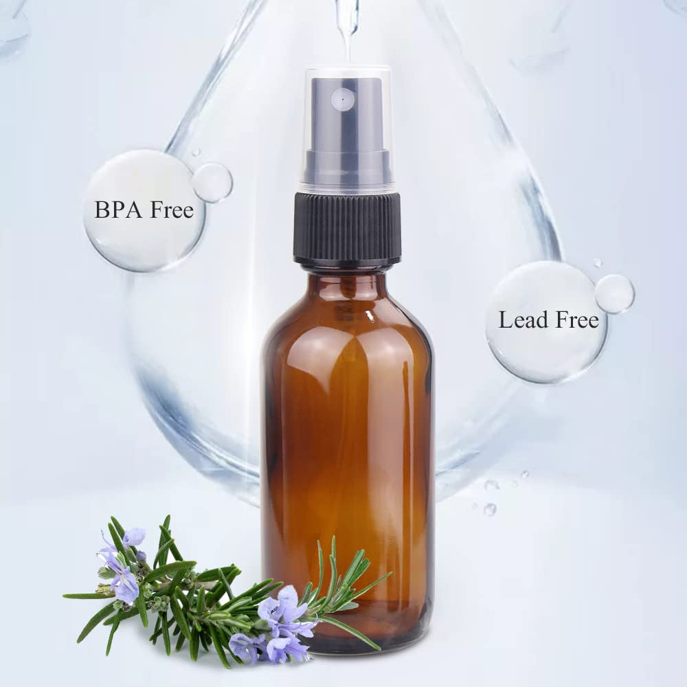 2 Oz Glass Spray Bottle with Fine Mist Refillable Liquid Container