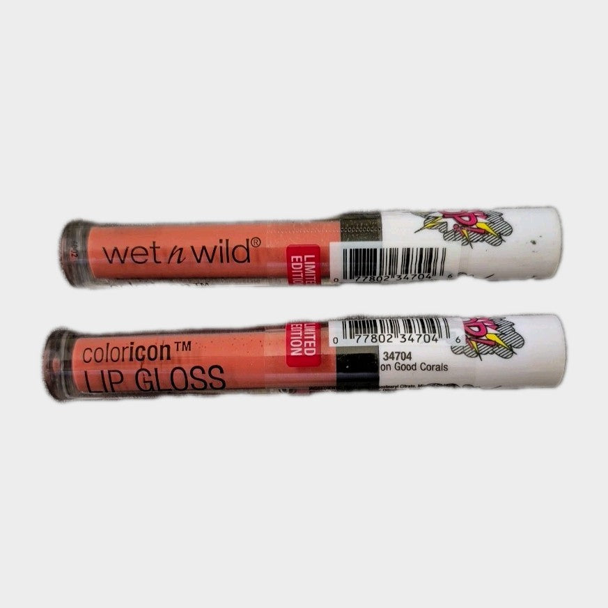 Wet n Wild ColorIcon Lip Gloss Set - Coral Shine, Sealed Pack of 2