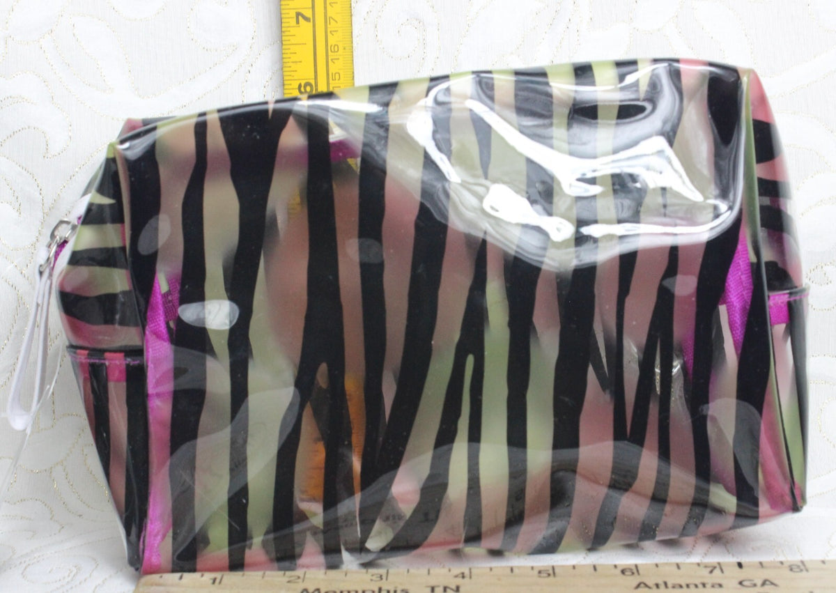 Plastic Zebra Style Cosmetic Bag - Travel & Makeup Organizer