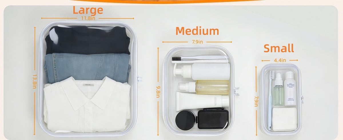 Clear Hard Shell Zipper Storage Case 7.84 Inch Portable Organizer