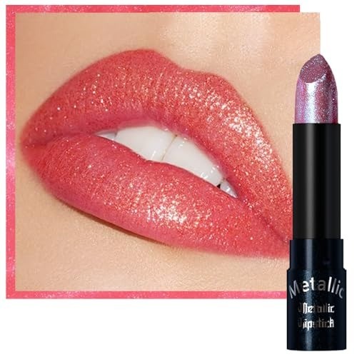 Color Changing Glitter Lipstick - Metallic Shimmer Lip Makeup for Women