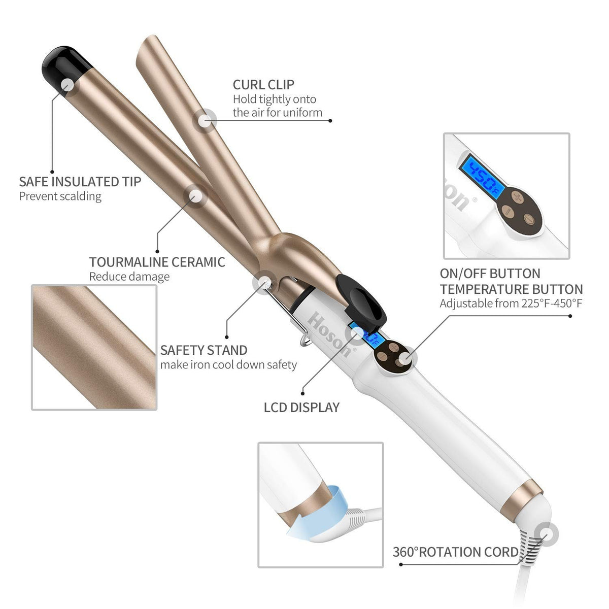 1 Inch Curling Iron with LCD Display & Auto Shut-Off - Hair Styling Tool