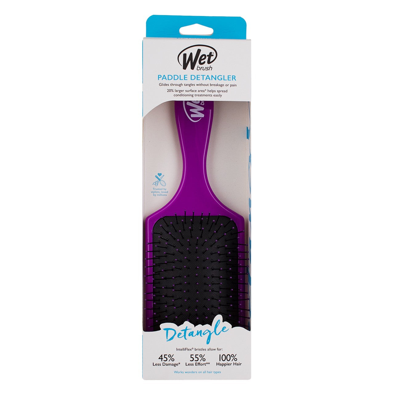 Wet Brush Paddle Detangler Hair Brush for All Hair Types - Purple