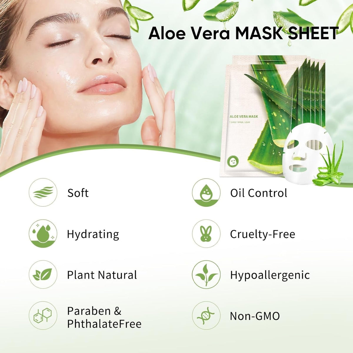 Korean Collagen Sheet Mask - Aloe Vera Hydrating Facial Mask