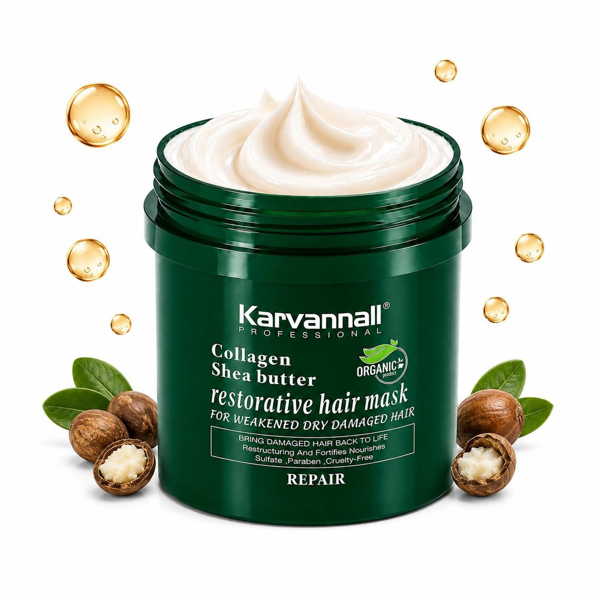 Shea Butter Collagen Hair Mask - Deep Repair & Hydration for Damaged Hair - 16.9 Fl Oz