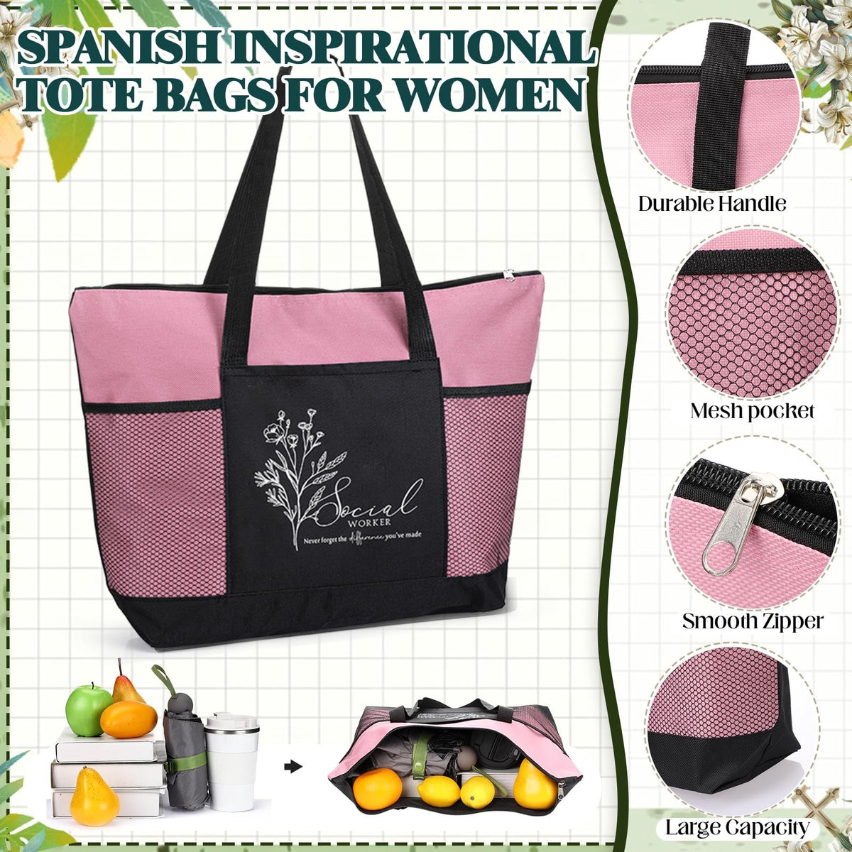 Social Worker Appreciation Gifts Tote Bag Bulk - Inspirational Oxford Cloth Bag Set