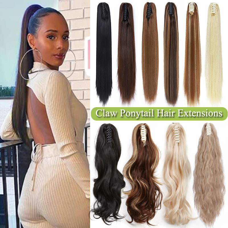 Extra Thick 12-Inch Clip-In Ponytail Hair Extension - Wavy & Straight Styles