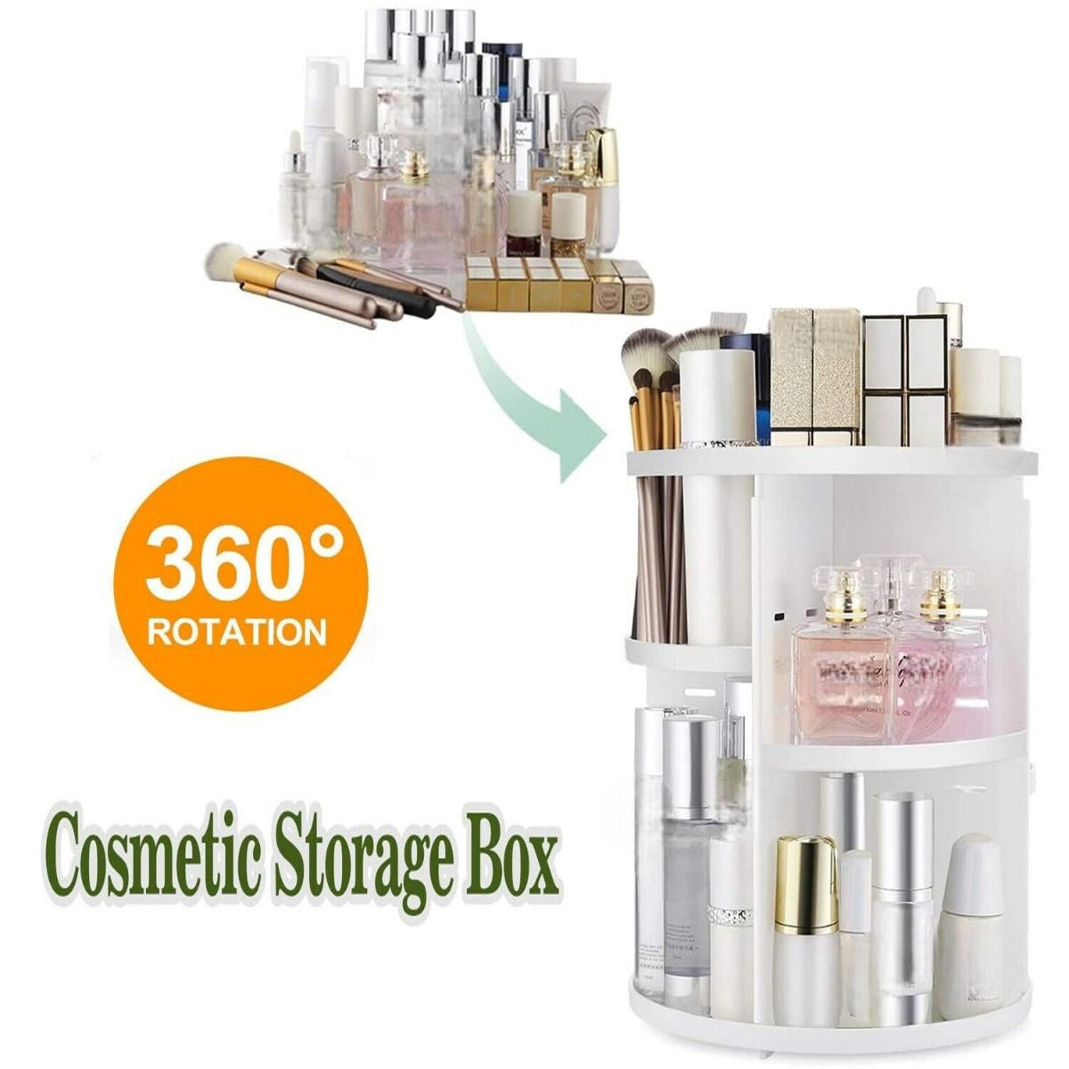 Adjustable Makeup Organizer Box - White Cosmetic Storage Solution