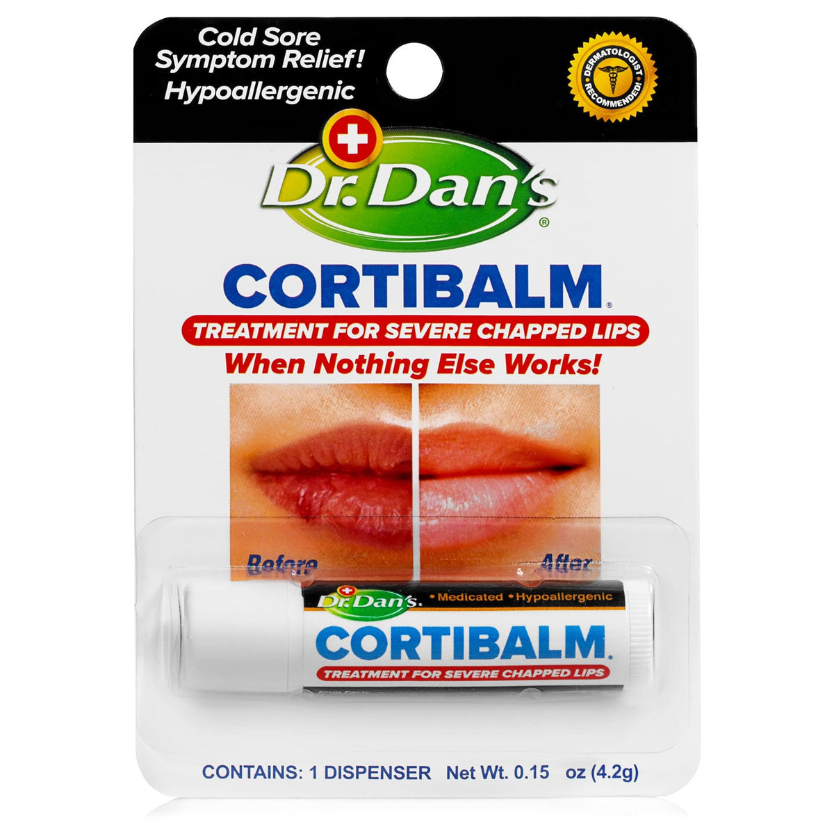 Medicated Lip Balm with Hydrocortisone for Chapped Lips - 1 Pack