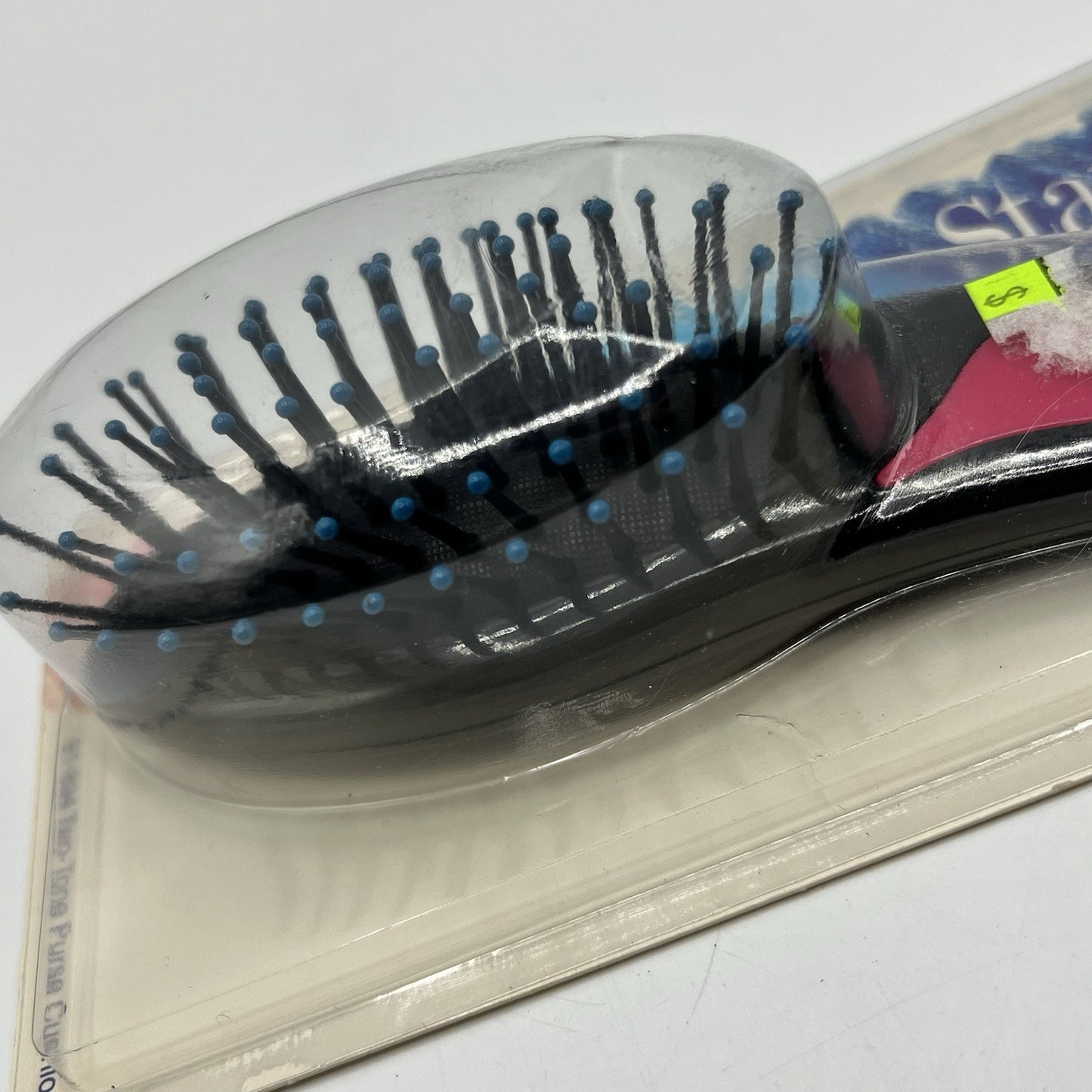 Vintage Two-Tone Purse Cushion Hair Brush 6-Inch Pink & Black
