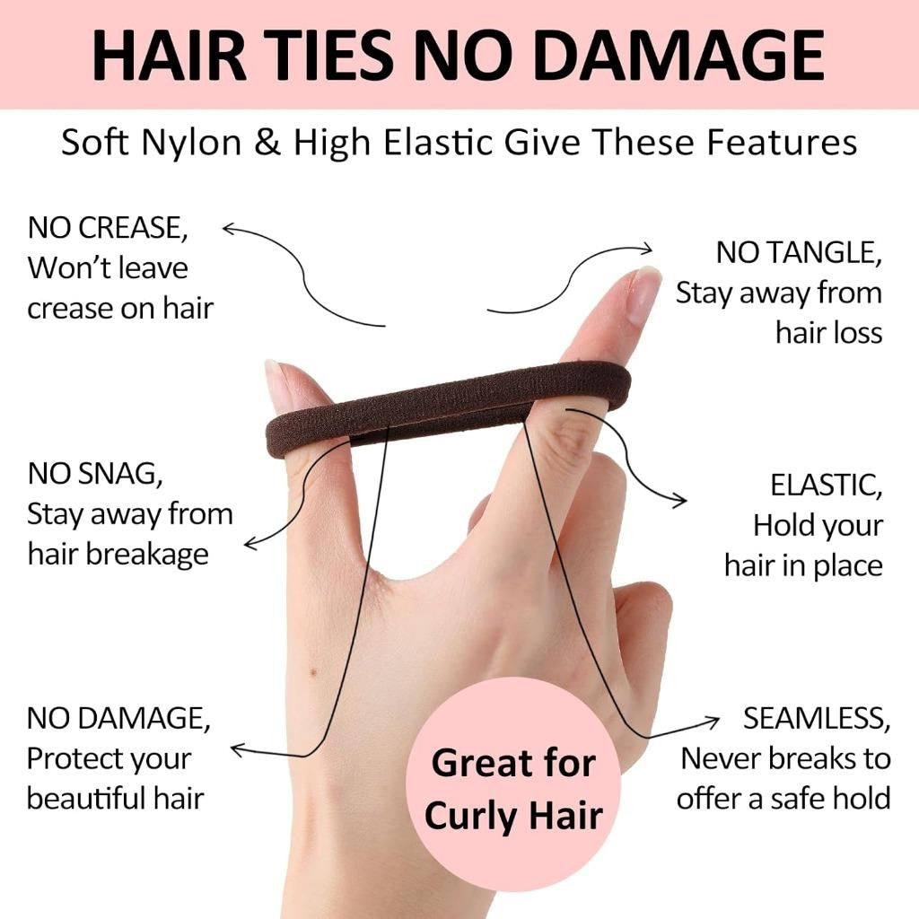 120 Thick Hair Ties Elastics Ponytail Holders Nylon Bands Bulk Lot