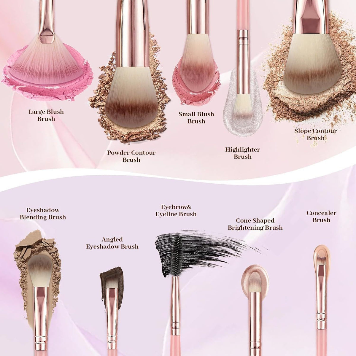 25-Piece Makeup Brush Set for Face & Eyes - Professional Cosmetic Tools