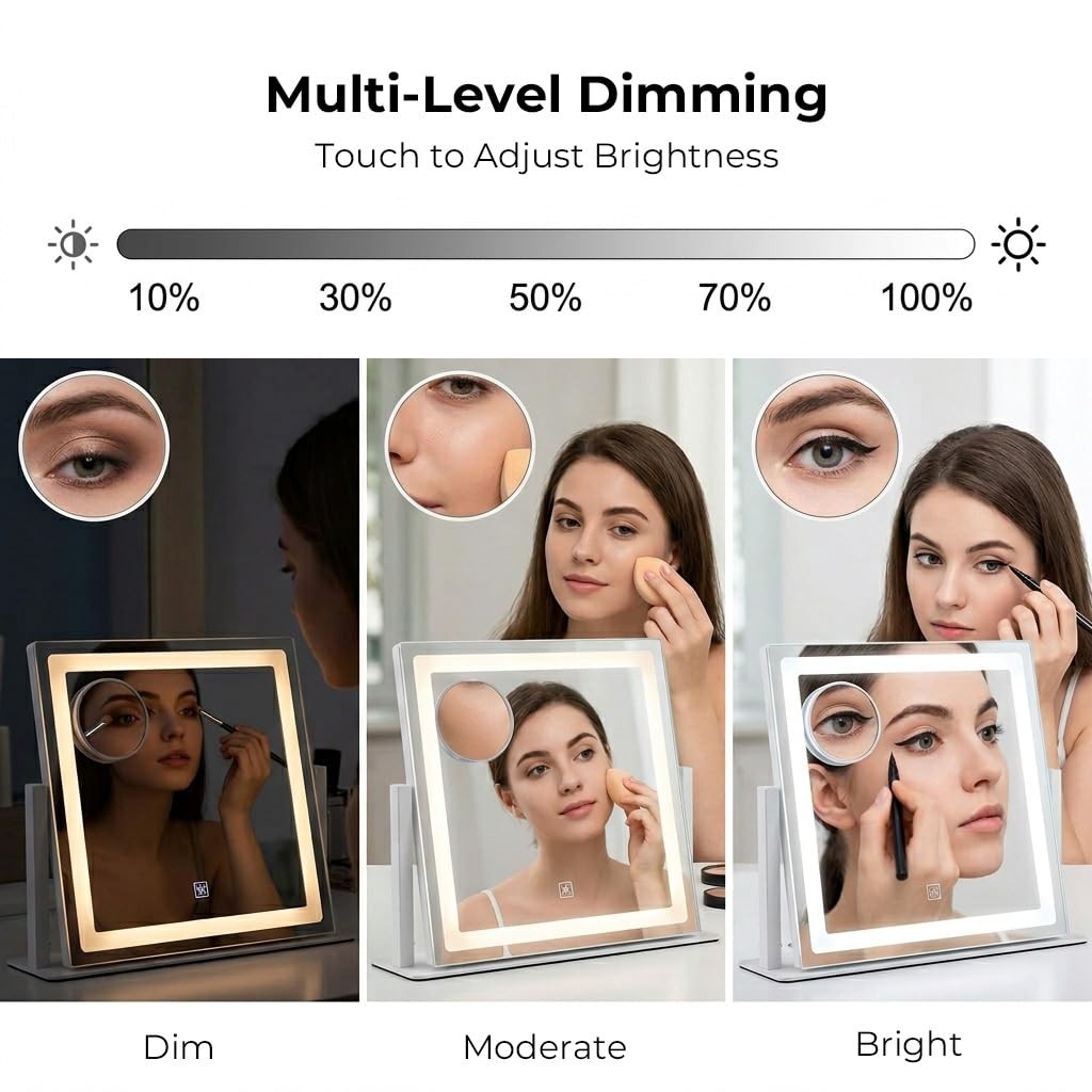 Lighted Makeup Vanity Mirror with Touch Control, 12x16 Inches