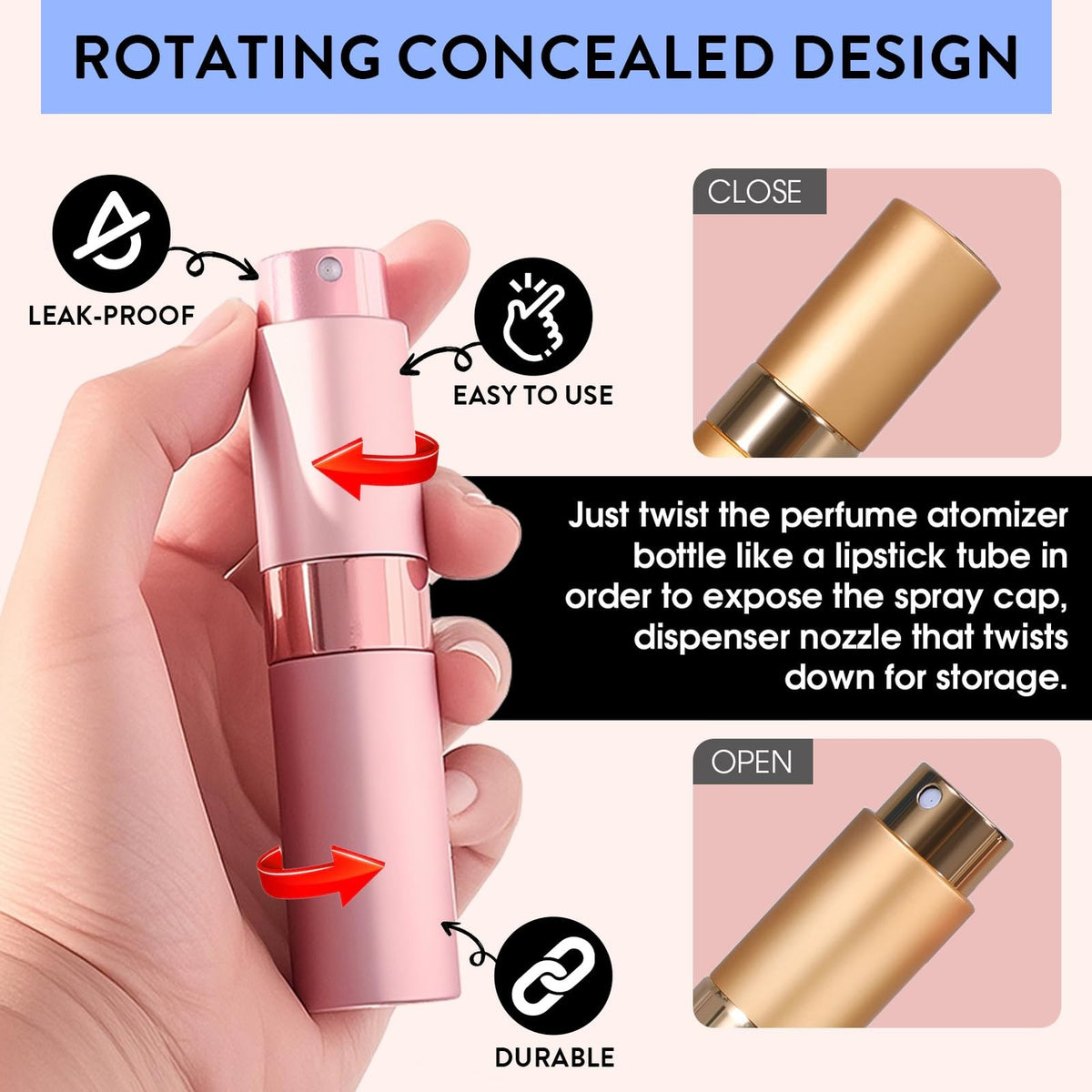 8ML Refillable Perfume Atomizer Spray Bottles Travel Set - 6 Pack