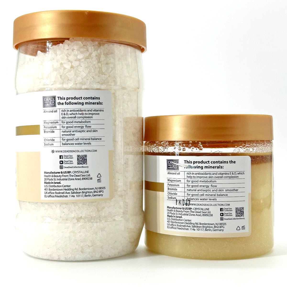 Dead Sea Vanilla Almond Bath Salts (34.2 oz) &Mineral Salt Scrub