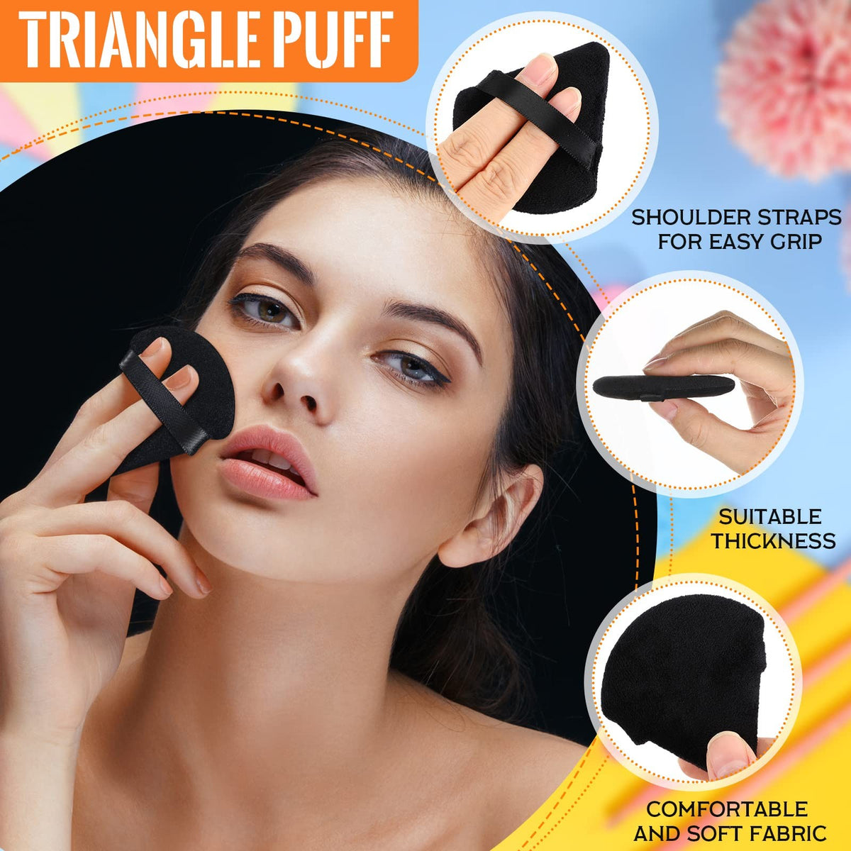 Triangle Powder Puff Set 100 Pcs Velour Makeup Sponges for Loose Powder