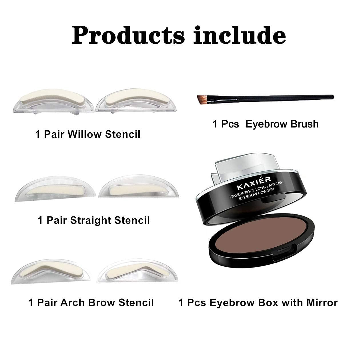 Waterproof Eyebrow Stamp Powder Kit Light Brown 301# - Easy & Long-Lasting