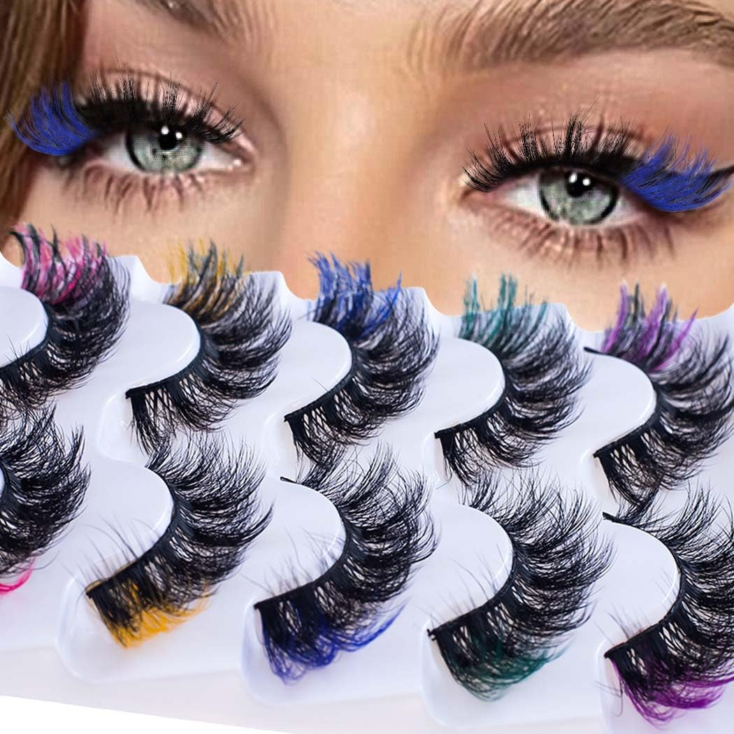 Colorful False Mink Eyelash Set with D Curl - Fluffy & Reusable