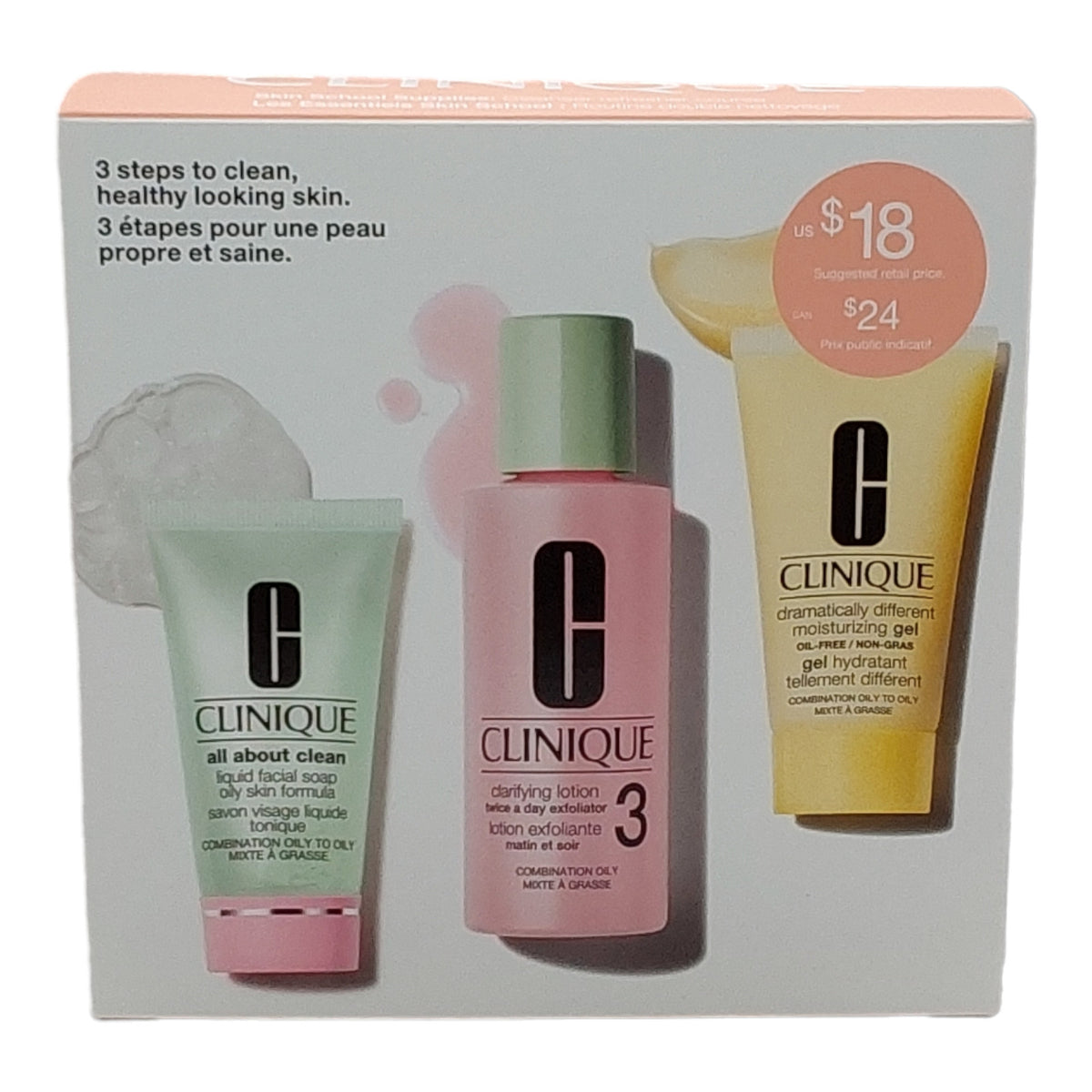 Clinique Skin School 3-Step Skincare Set for Oily Skin - Cleanser, Toner & Moisturizer