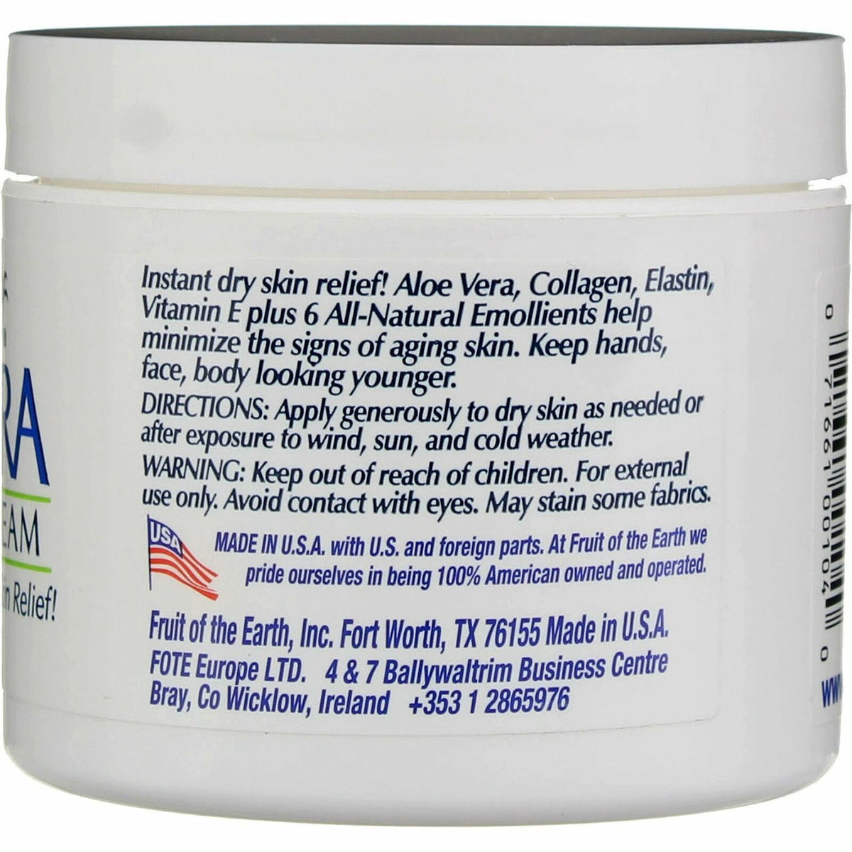 Aloe Vera Skin Care Cream - Dry Skin Relief, 4oz