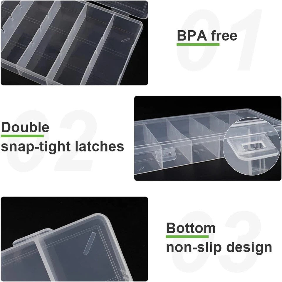 Clear Plastic Makeup & Cosmetic Storage Box with Dividers - Portable Organizer