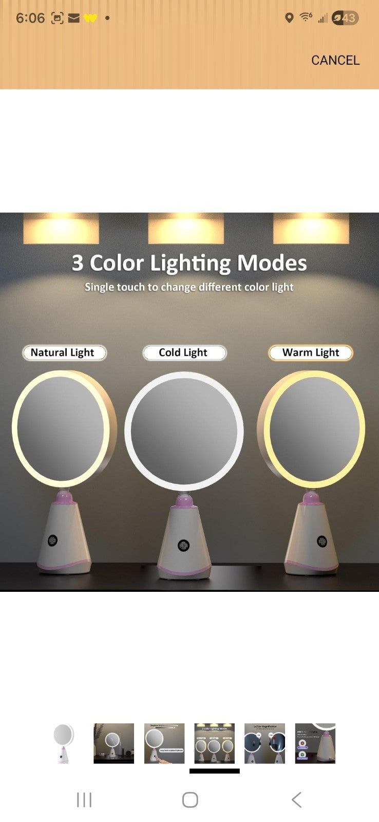 Desktop Makeup Mirror with 1X & 15X LED Magnification