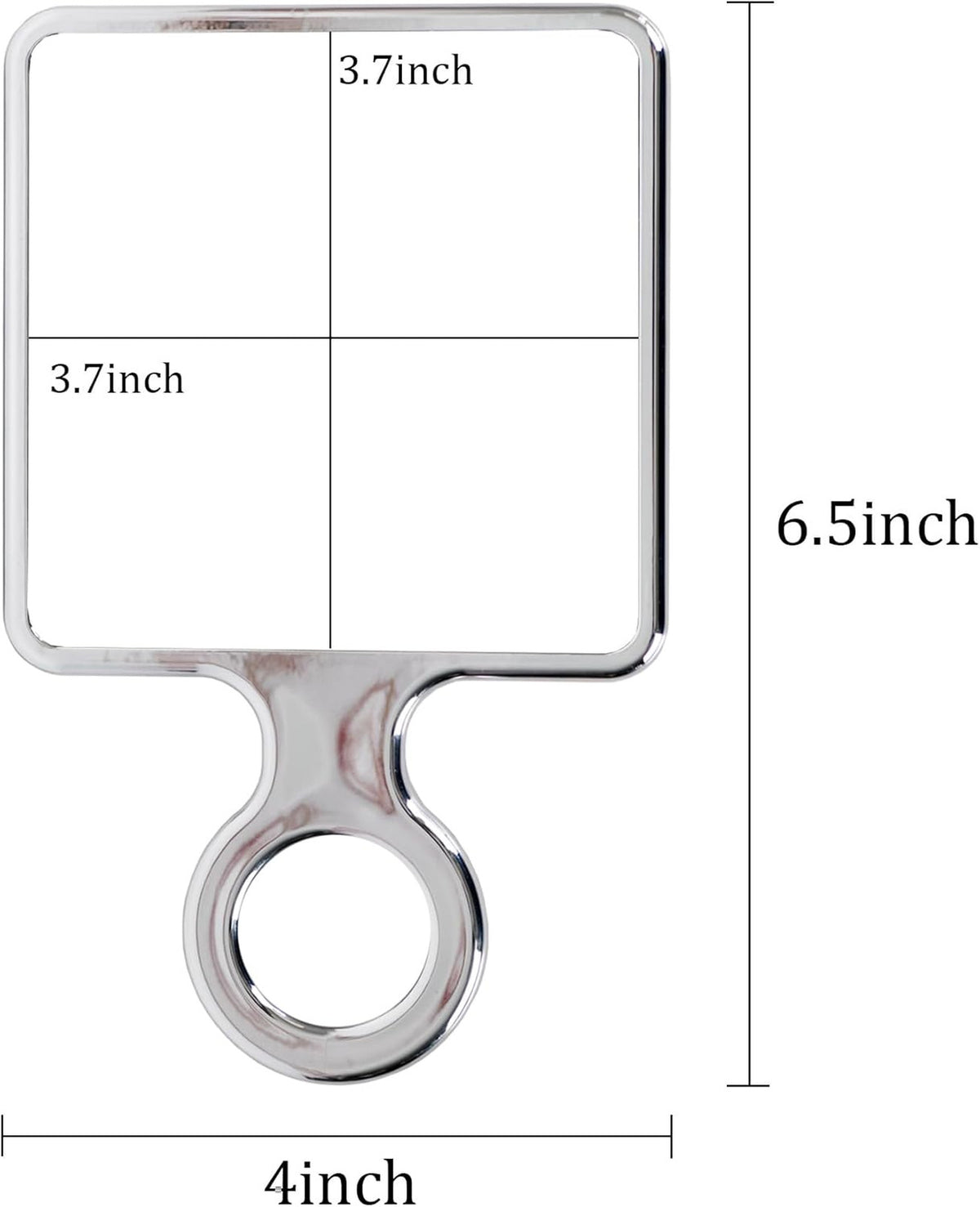 Handheld Mirror with Handle - Silver Electroplated Vanity Grooming Tool 6.5x4 Inches