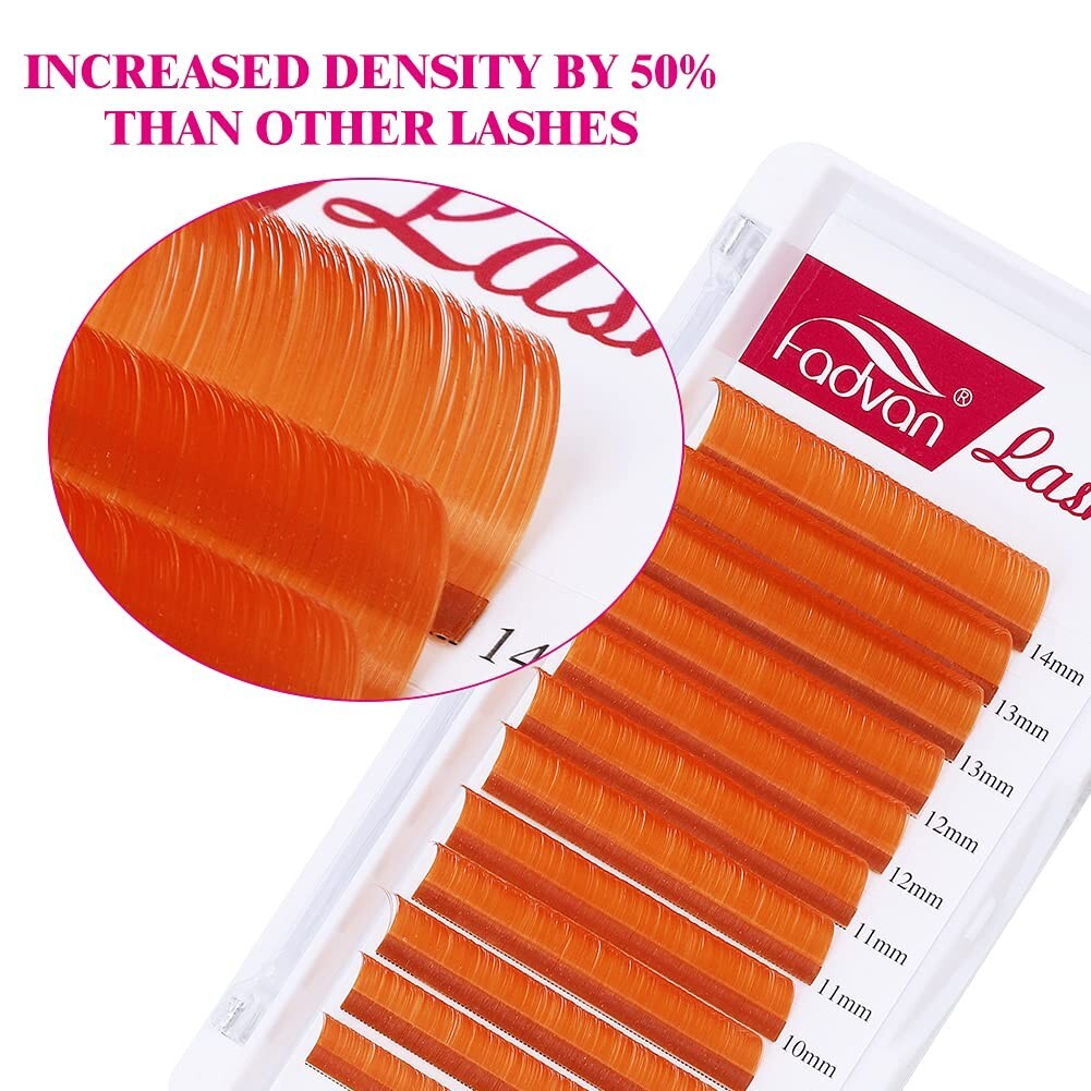 Color Lash Extensions 0.07 C Curl Volume Lashes 8-14mm Mixed Tray Orange