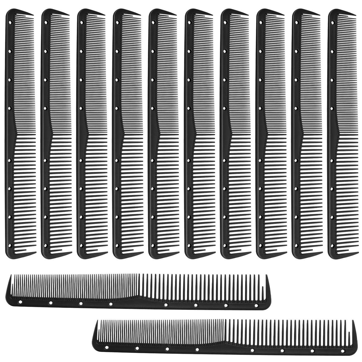 Professional Carbon Fine Hair Cutting Combs Set - 12 Pieces for Salon & Home Use