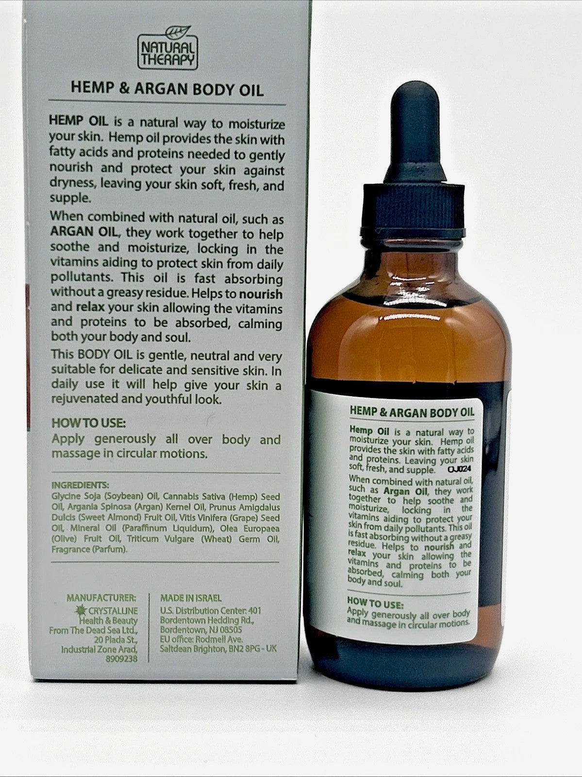 Hemp + Argan Body Oil - Moisturizing & Nourishing 4 oz