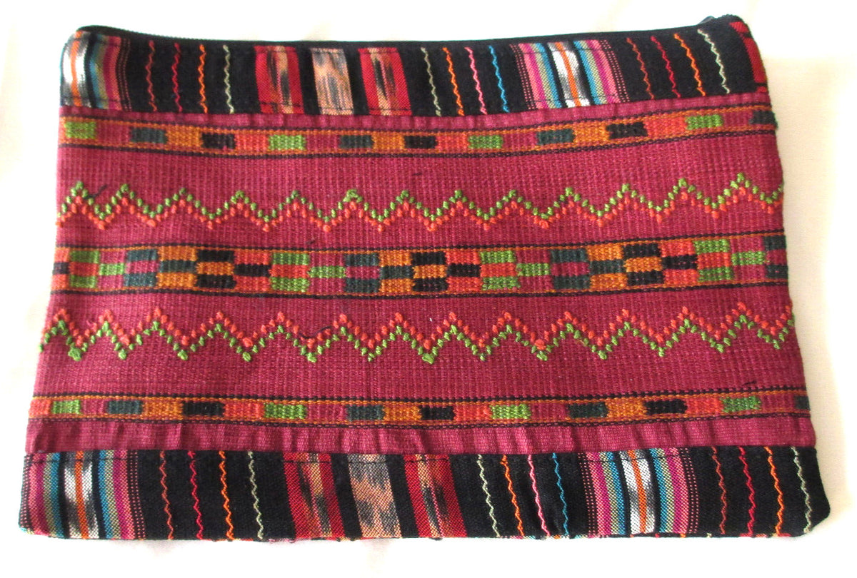 Guatemalan Handmade Huipil Wallet - Geometric Cotton Clutch with Removable Strap