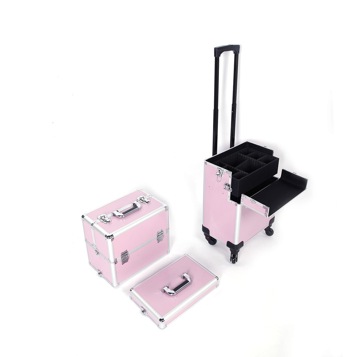 Large Capacity Travel Cosmetic Trolley Organizer with 360° Swivel Wheels