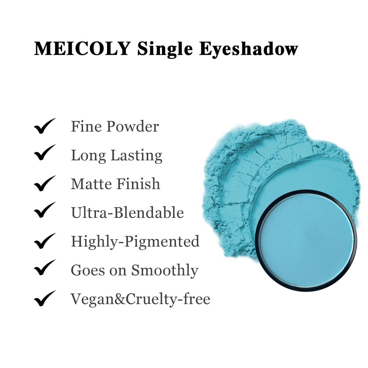 Light Blue Single Eyeshadow with Mirror - Matte Baby Blue Eye Makeup for Halloween