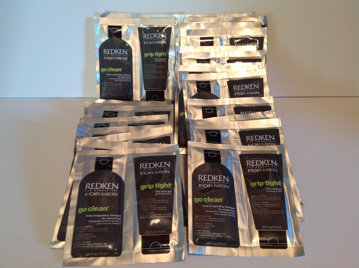 Redken For Men Go Clean Shampoo & Grip Tight Gel 25 Pack Samples