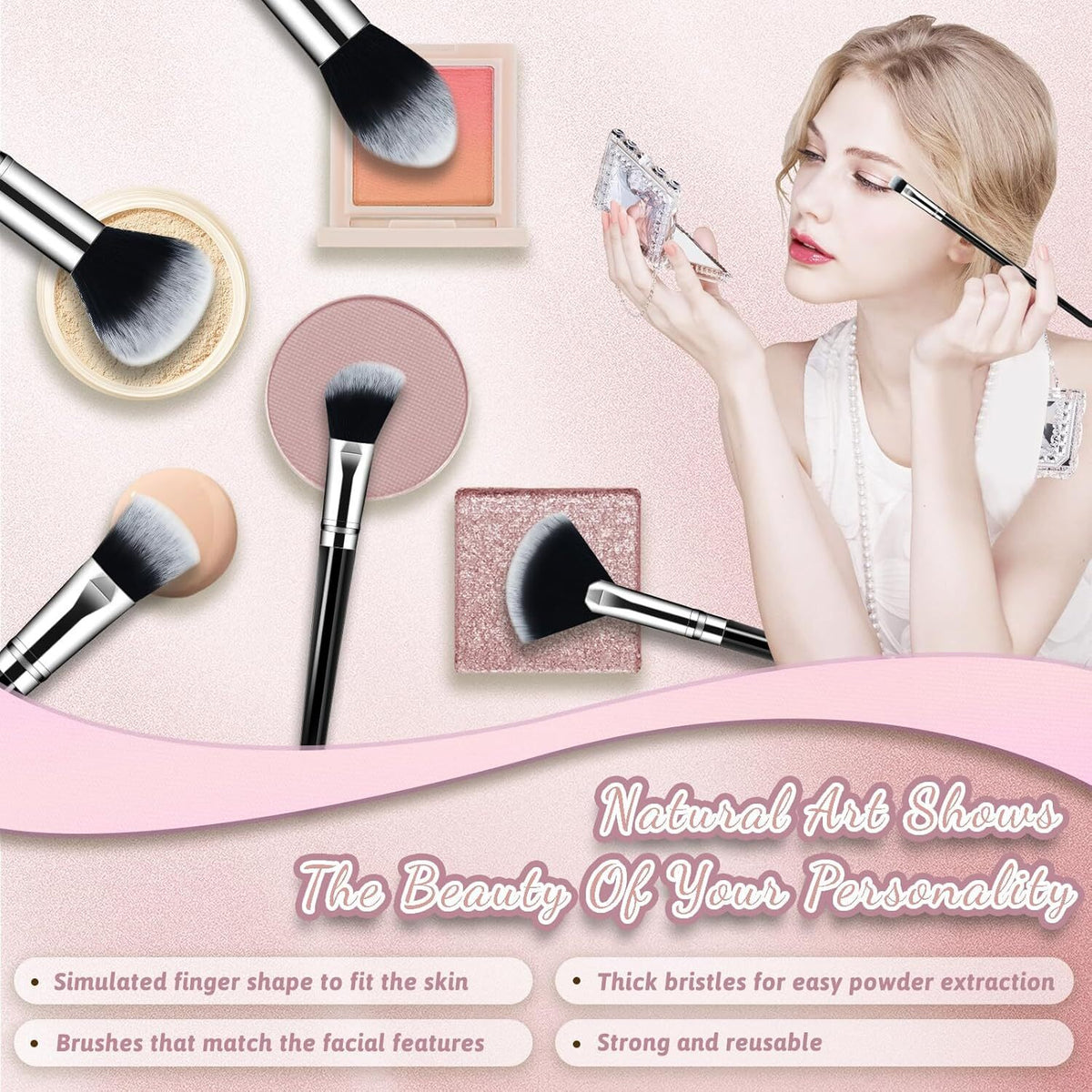 14-Piece Premium Synthetic Makeup Brush Set for Face & Eyes (Black)